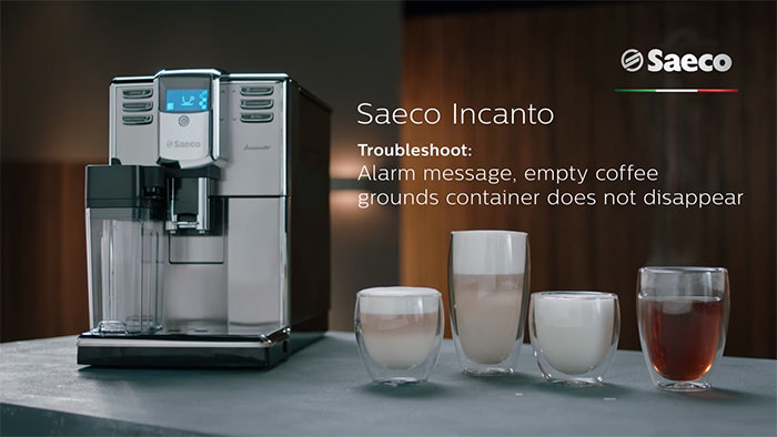 The &lsquo;empty coffee grounds container&rsquo; message does not disappear